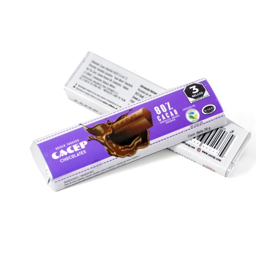 [674896002099] Barra de Chocolate 80% Cacao 20 G Cacep