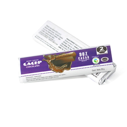 [674896002082] Barra de Chocolate 90% Cacao 20 G Cacep