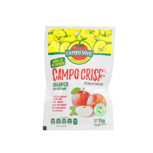 [7502236171781] Botana de manzana orgánica 15 g Campo Vivo