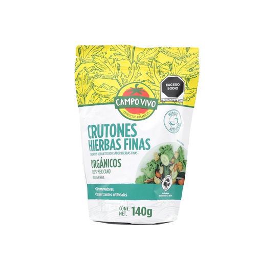 [7502236174003] Crutones hierbas finas orgánicos 140 g Campo Vivo