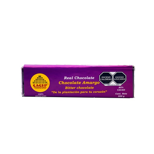 [674896002273] Barra de chocolate 80% cacao 180 g Cacep