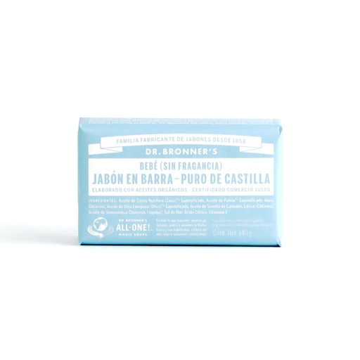 [018787506011] Jabón en barra de castilla baby mild 140 g Dr.Bronner’s