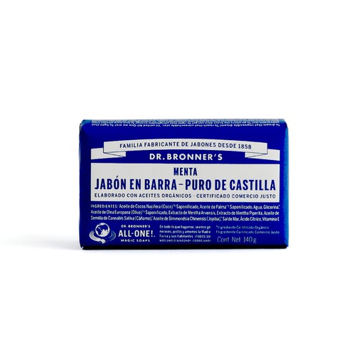 [018787506059] Jabón en barra de castilla menta 140 g Dr. Bronner’s