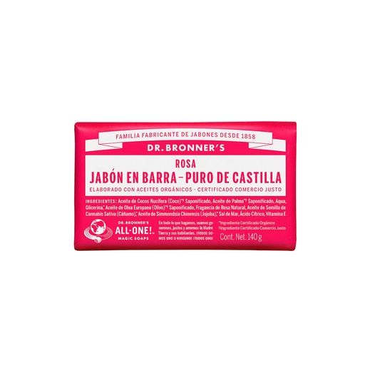 [018787506066] Jabón en barra de castilla rosa 140 g Dr. Bronner’s