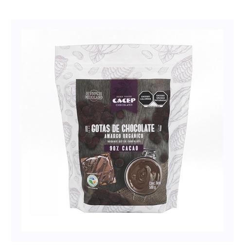 [674896001405] Gotas de chocolate 90% cacao 500 g Cacep