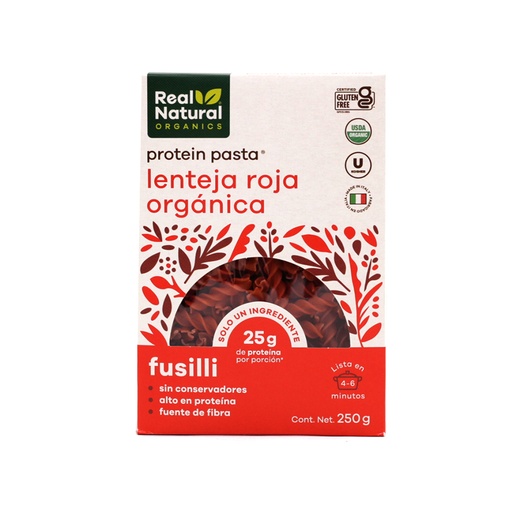 [7503024877120] Pasta fusilli de lenteja roja 250 g Real Natural