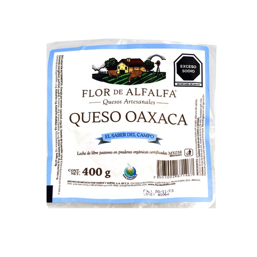 [7503002671467] Queso Oaxaca 400 g Flor de Alfalfa