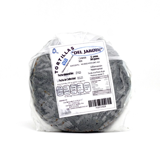 [702072AZ8] Tortilla de maíz azul 12 pzas Del Jardín