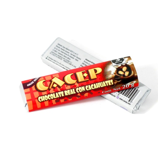 [674896002709] Barra de chocolate con leche y cacahuate 20 g Cacep