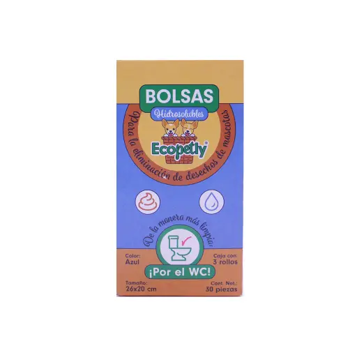 [HIDRO0001] Bolsas hidrosolubles para heces 3 rollos 30 pzas Ecopetly
