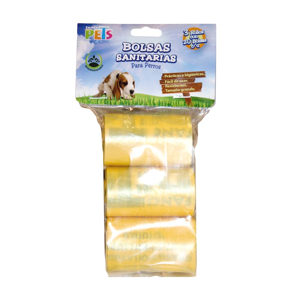 [7503032591018] Bolsas biodegradables para perros 3 rollos 60 pzas Fancy Pets