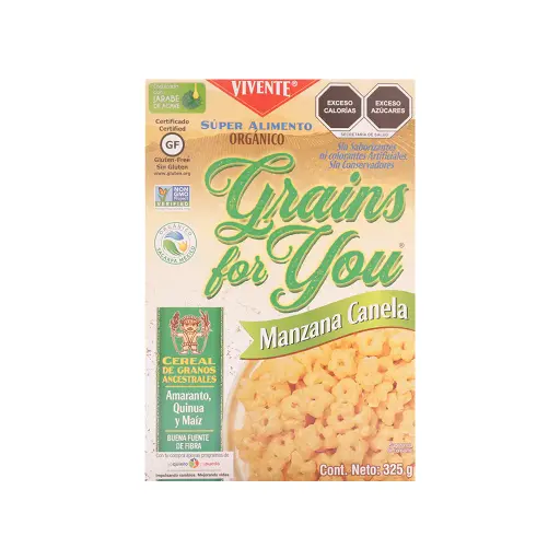 [7502258967065] Cereal de granos sabor manzana canela 325 g Vivente