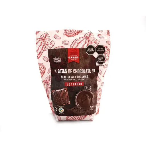 [674896001382] Gotas de chocolate 70% cacao 500 g Cacep