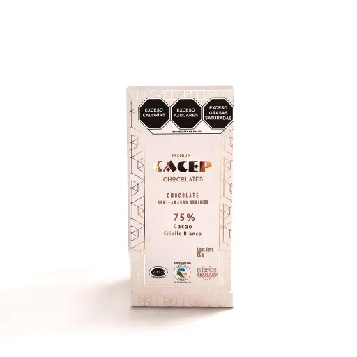 [674896000835] Barra de chocolate criollo blanco 75% cacao 85 g Cacep