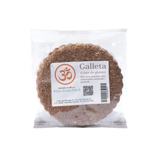 [7500462588701] Galleta gluten free con harina de maíz azul 5 pzas Om Sweet Om