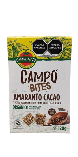 [7502236172870] Bites de amaranto cacao 120 g Campo Vivo