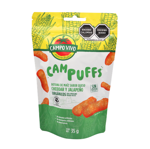 [7502236174768] Botana de maíz sabor queso y jalapeño 35 g Campo Vivo