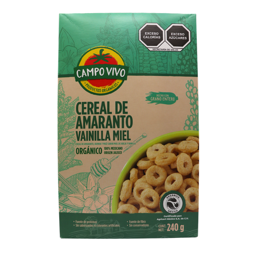 [7502236174799] Cereal de amaranto vainilla miel 240 g Campo Vivo