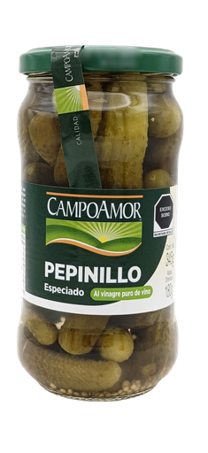 [7501108101079] Pepinillos especiados frasco 345 g Campo Amor