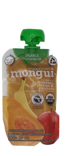 [7503035435043] Papilla manzana, platano y calabaza 100 g Mongui