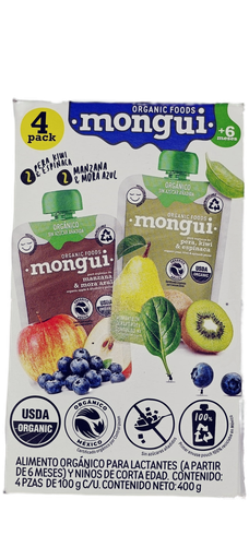 [7503035435432] Papilla 4 pack pera kiwi y manzana mora azul 400 g Mongui