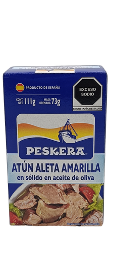 [7501108101505] Atún claro aleta amarilla en aceite de oliva lata 111 g Peskera