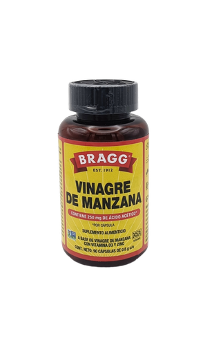 [074305090035] Vinagre de manzana con vitamina D3 y Zinc 90 cápsulas Bragg