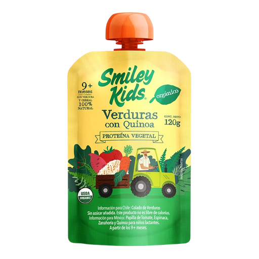 [7804650970651] Mezcla de verduras con quinoa orgánica 120 g Smiley Kids 