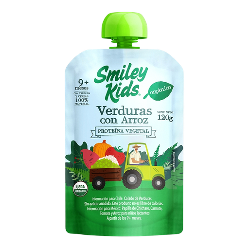 [7804650970668] Mezcla de verduras con arroz orgánica 120 g Smiley Kids