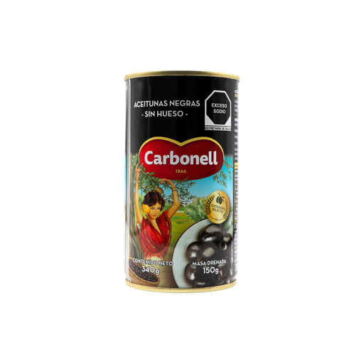 [8410010403937] Aceituna negra deshuesada lata 340 g Carbonell