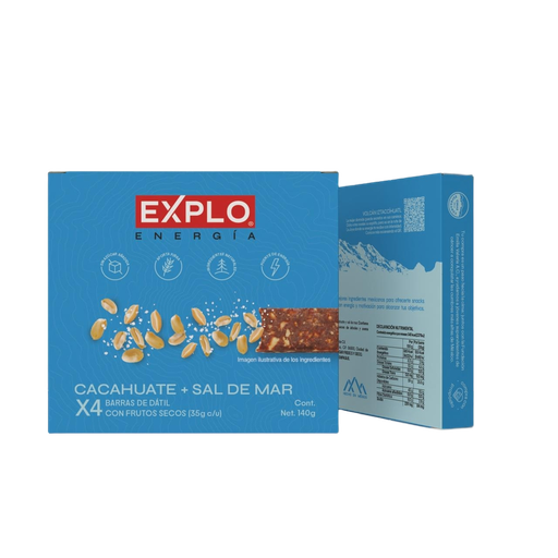 [7500465384316] Caja barra de cacahuate sal de mar y dátil 4 pzas 35 g c/u Explo