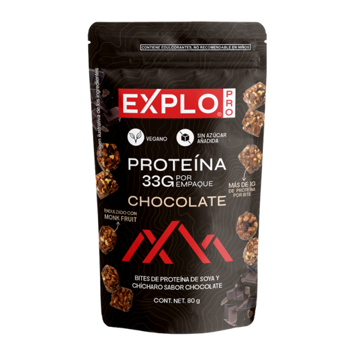 [7503055404043] Bites de proteína soya chícharo chocolate 80 g Explo