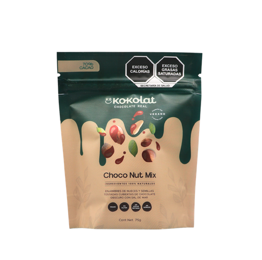 [75004652331726] Nueces y semillas cubiertas chocolate 70% cacao 75 g Kokolat